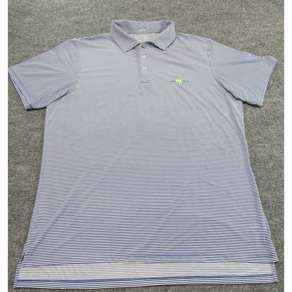 B Draddy Jimmy Sport Performance Polo Men's XL Navy White Stripe Made In USA